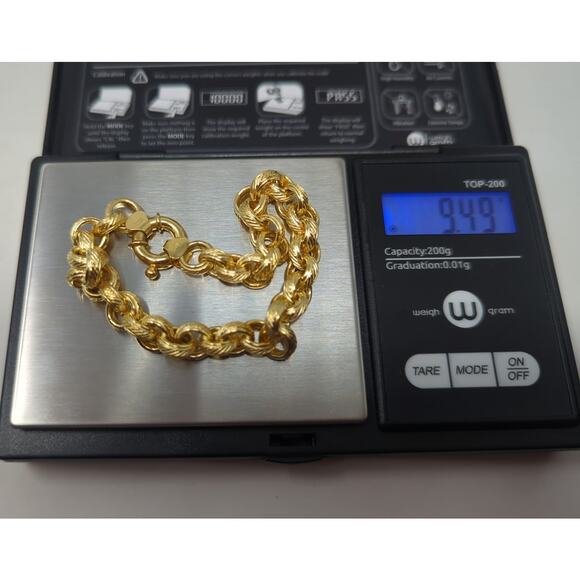 Estate Milor Italy 14K Yellow Gold Textured Link Bracelet 9.49g 8” Made in Italy - Picture 7 of 7